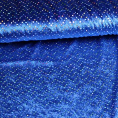 Velours de panne fabric cobalt with silver hologram sequins