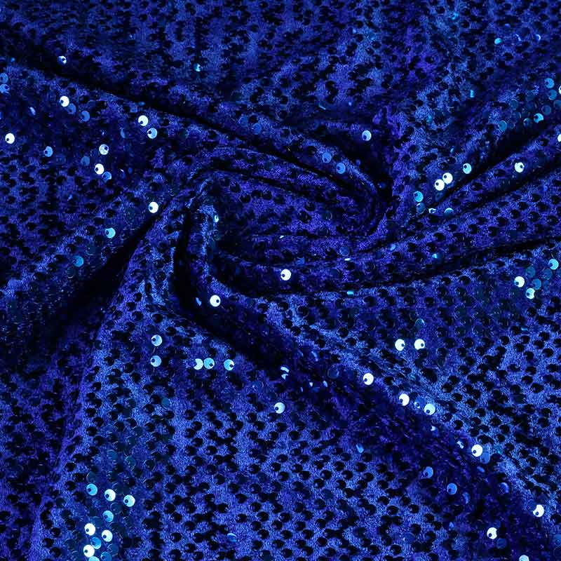 Velvet fabric cobalt with sequins