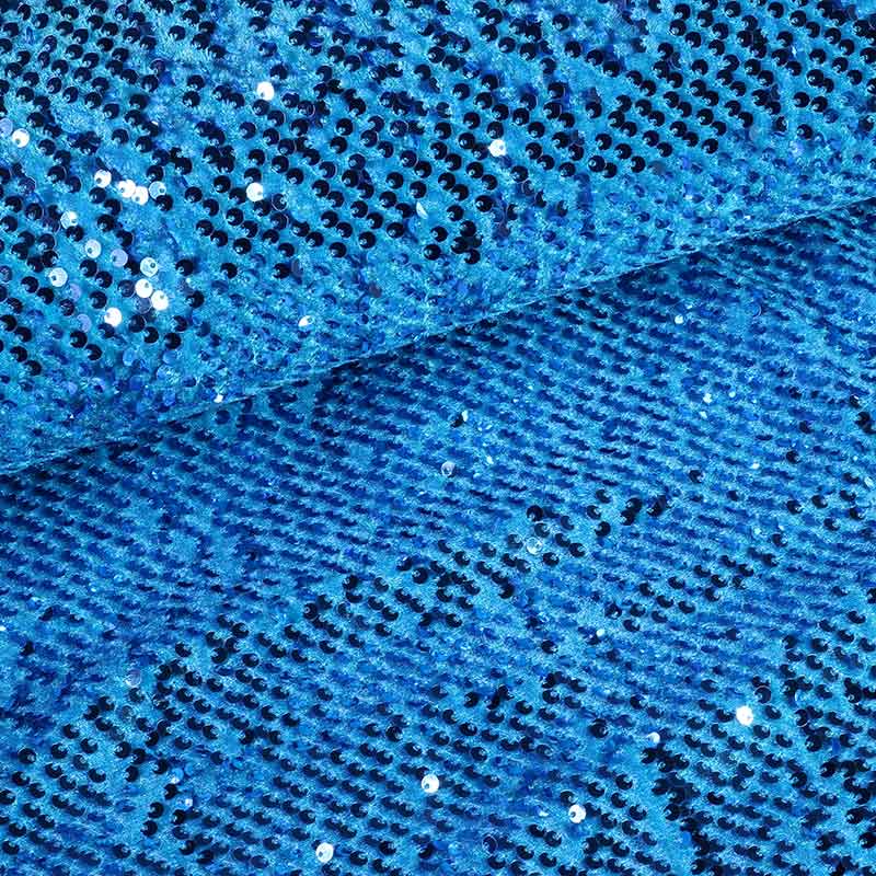 Velvet fabric stretch aqua with sequins