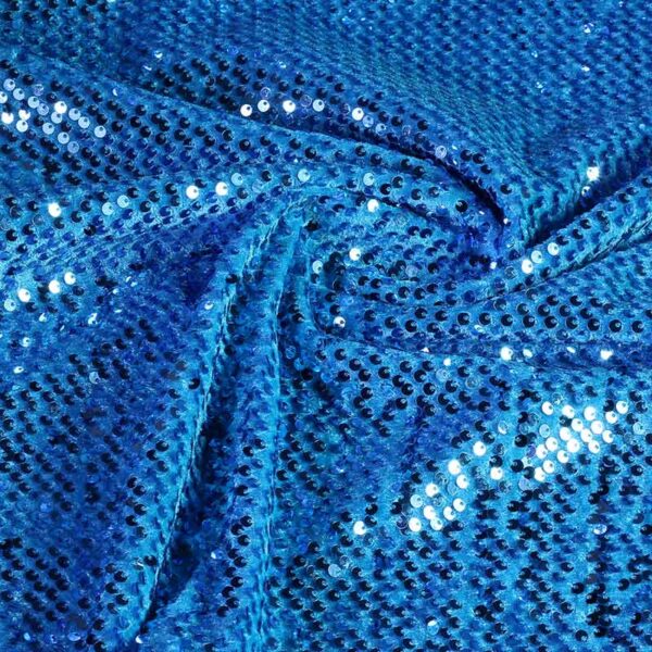 Velvet fabric stretch aqua with sequins