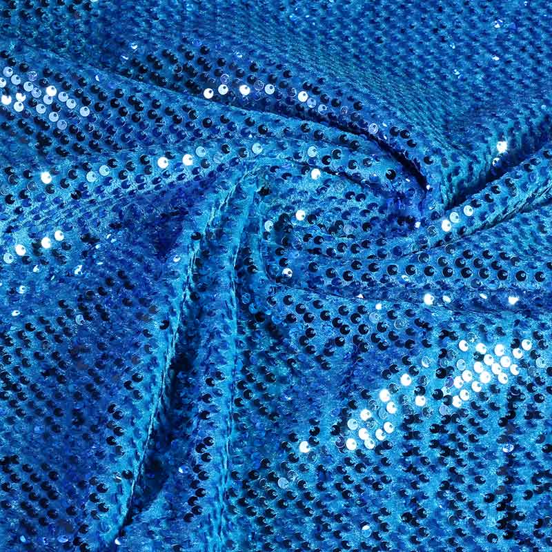 Velvet fabric stretch aqua with sequins