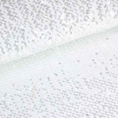 Stretch velvet white with sequins
