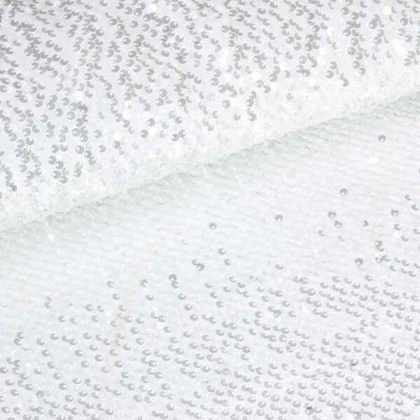 Stretch velvet white with sequins
