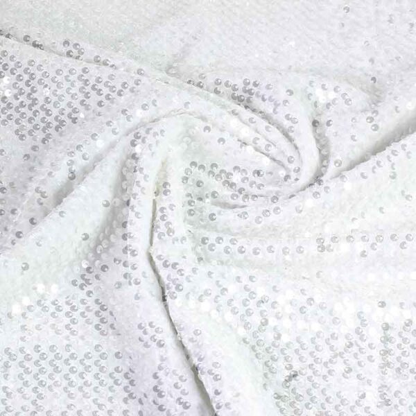 Stretch velvet white with sequins