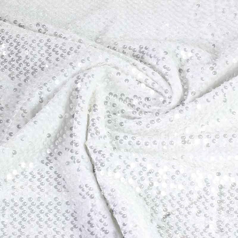 Stretch velvet white with sequins