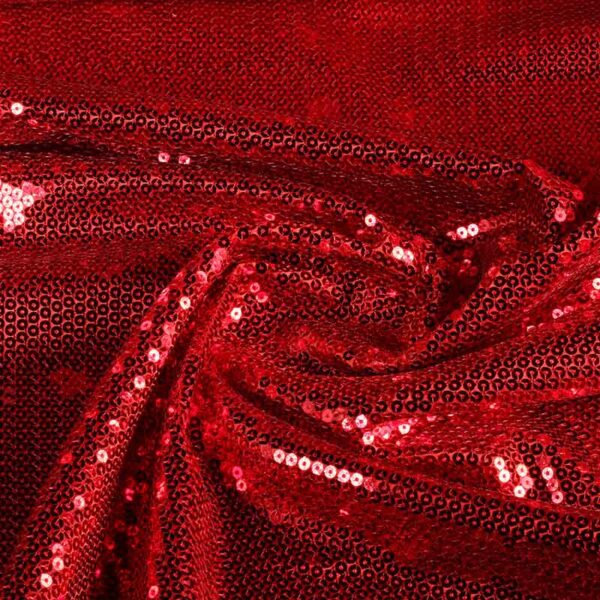 Satin fabric sequins red