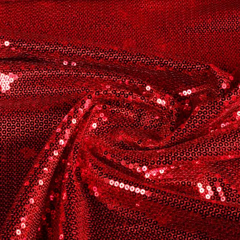 Satin fabric sequins red