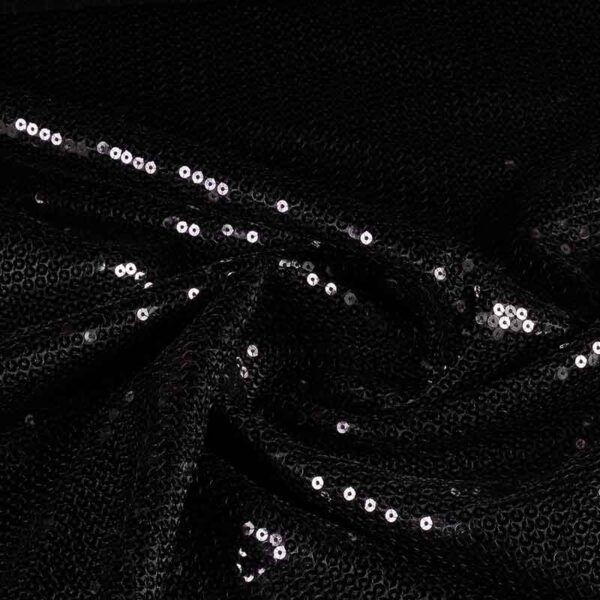 Satin fabric sequins all over black
