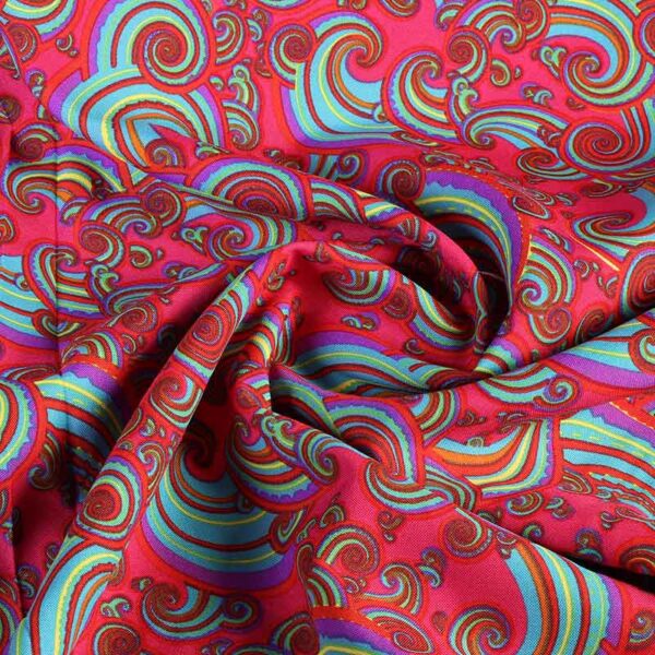 Terlenka fabric paisley multicolor fuchsia