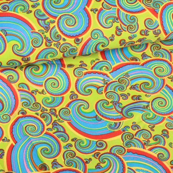 Terlenka fabric paisley multicolor lime