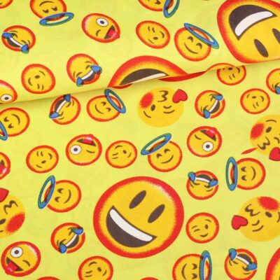 Terlenka fabric Smiley yellow