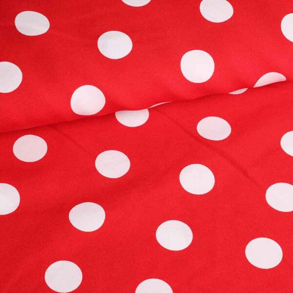 Terlenka fabric large dot red white
