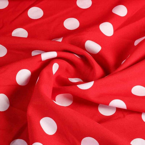 Terlenka fabric large dot red white