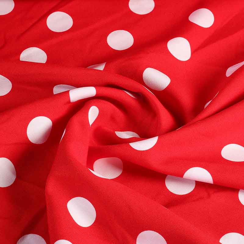 Terlenka fabric large dot red white