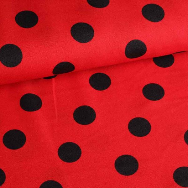 Terlenka fabric large dots red-black