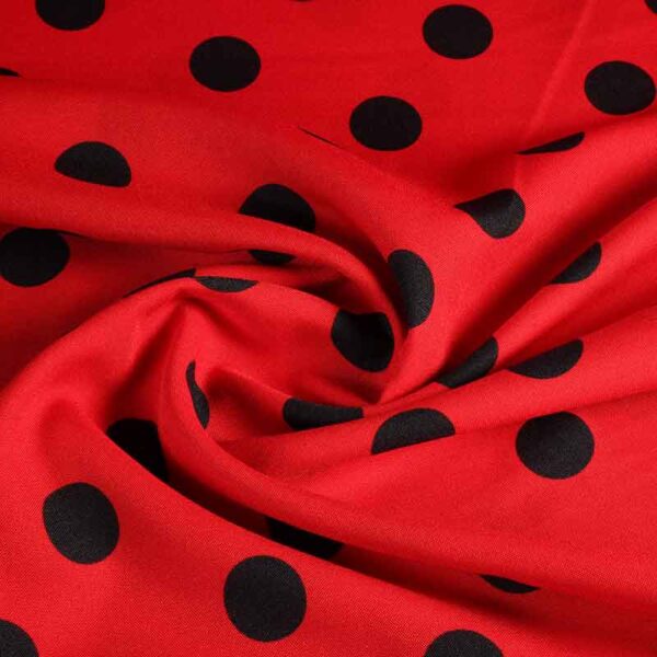 Terlenka fabric large dots red-black