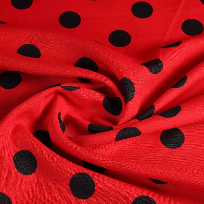 Terlenka fabric large dots red-black