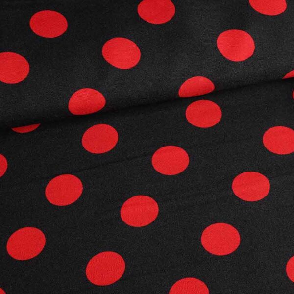Terlenka fabric large polka dot black-red