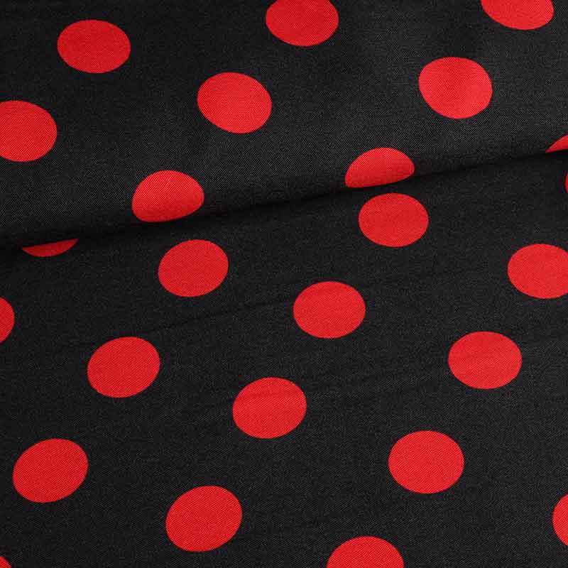 Terlenka fabric large polka dot black-red