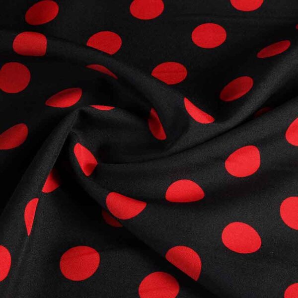 Terlenka fabric large polka dot black-red