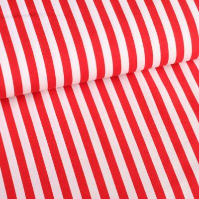 Terlenka fabric red white stripe