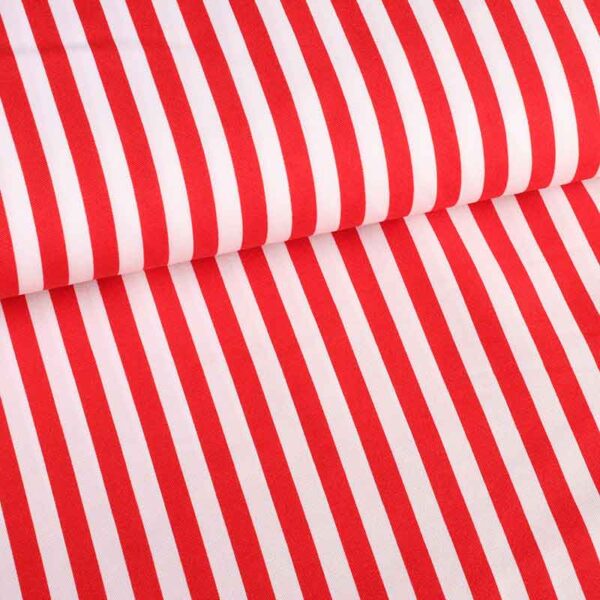 Terlenka fabric red white stripe