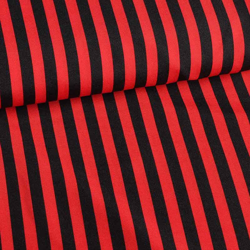 Terlenka fabric stripe black-red