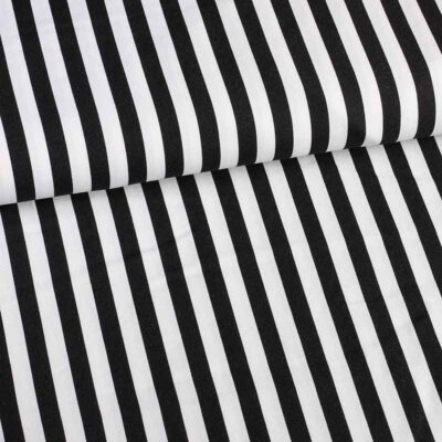 Terlenka fabric stripe 1 cm black-white