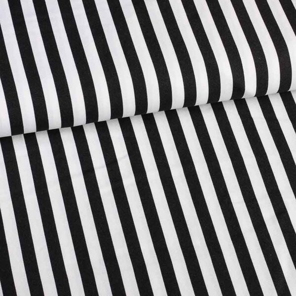 Terlenka fabric stripe 1 cm black-white