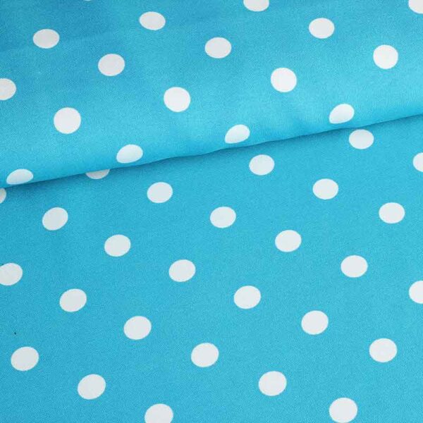 Terlenka fabric aqua small white dots