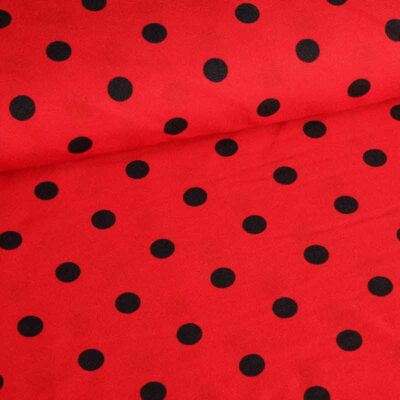 Terlenka fabric red small black dot