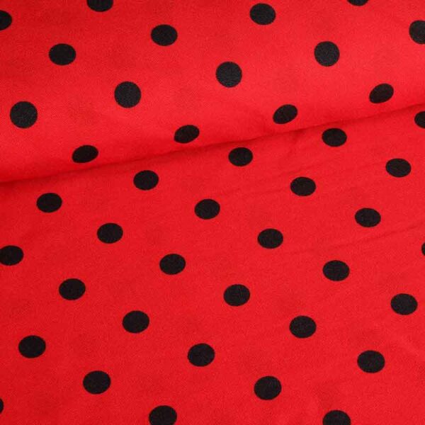 Terlenka fabric red small black dot