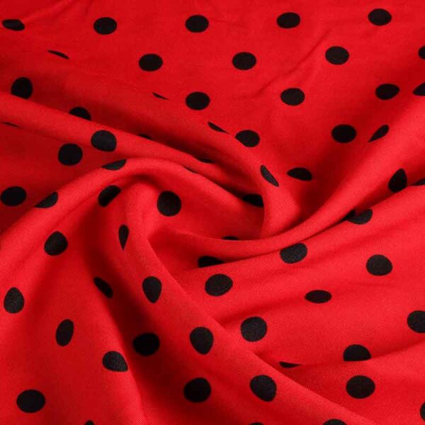 Terlenka fabric red small black dot