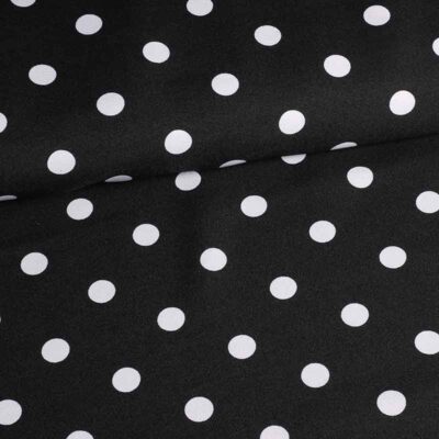 Terlenka fabric black small dots white