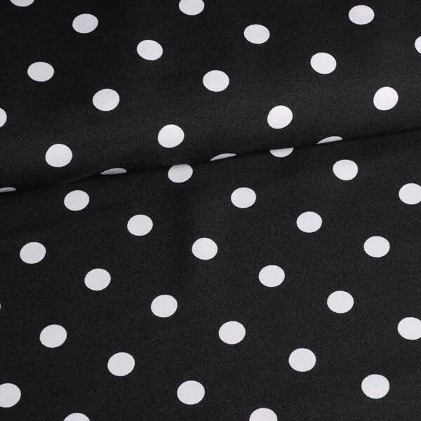 Terlenka fabric black small dots white