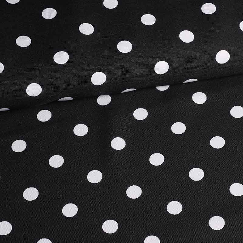 Terlenka fabric black small dots white