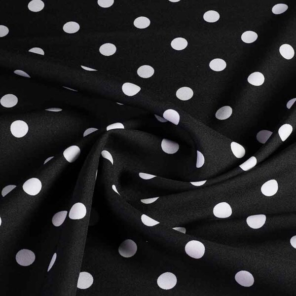 Terlenka fabric black small dots white