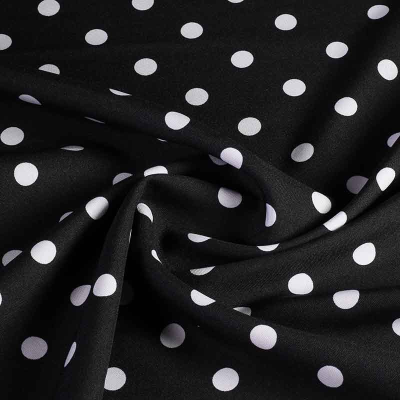 Terlenka fabric black small dots white