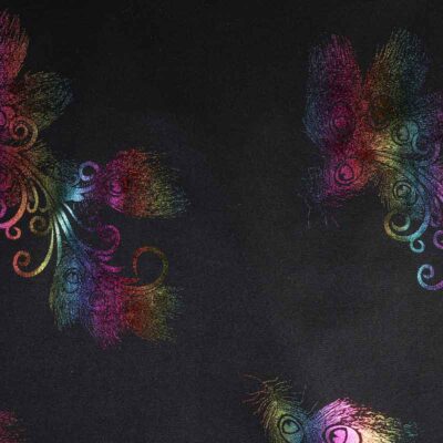 Terlenka fabric peacock multicolor foil