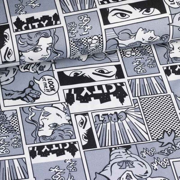 Terlenka fabric black and white comic book