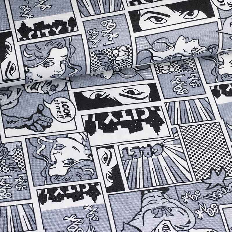 Terlenka fabric black and white comic book