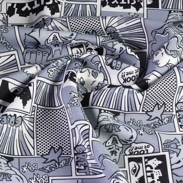 Terlenka fabric black and white comic book