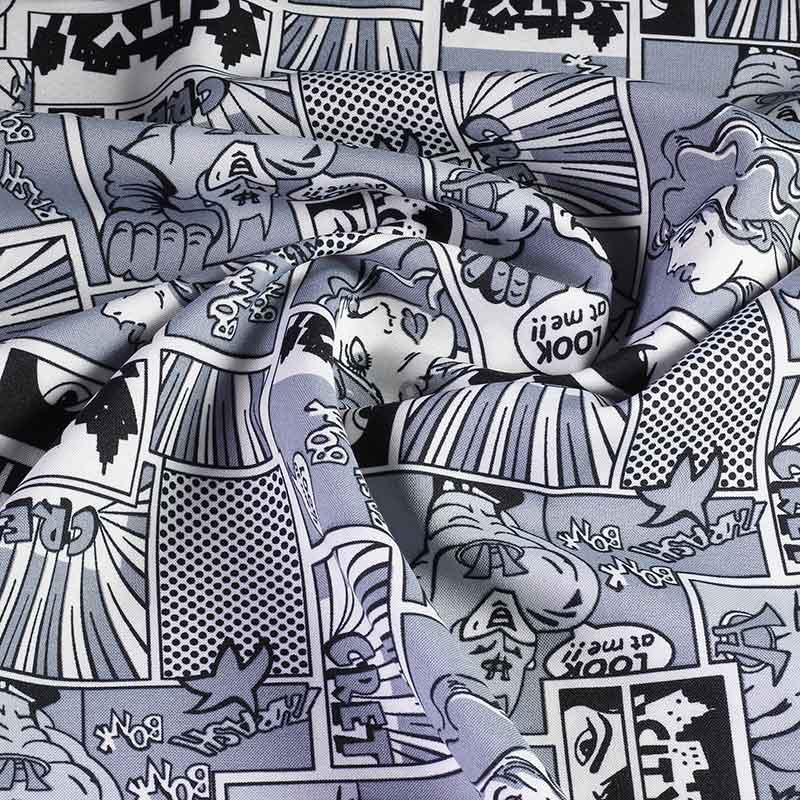 Terlenka fabric black and white comic book