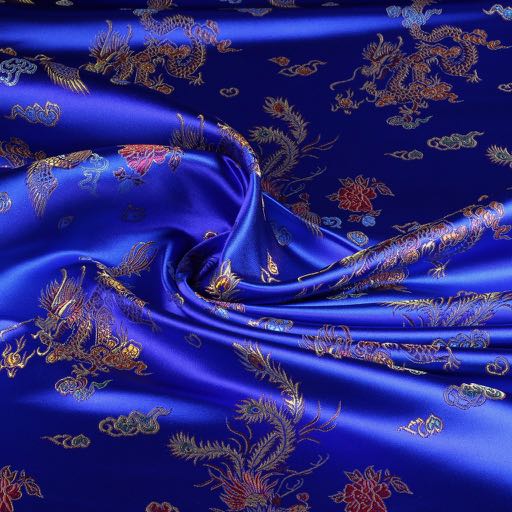 Satijn Jaquard Dragon fabric cobalt