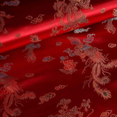 Satin jacquard fabric red