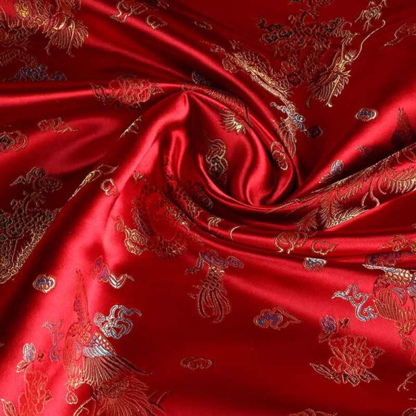 Satin jacquard fabric red