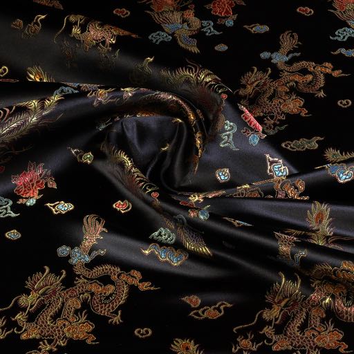 Satin Jacquard Dragon black