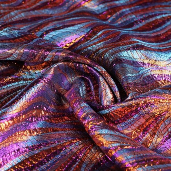 Bubble brocade jacquard fabric purple/orange