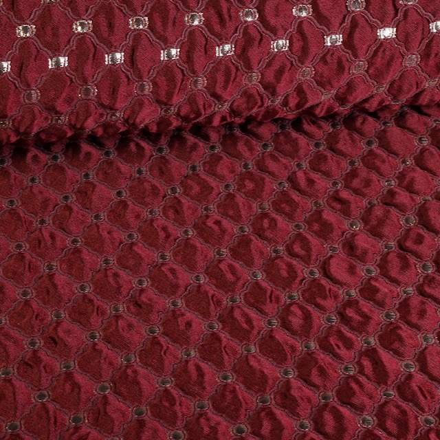 Jacquard baroque fabric bordeaux silver
