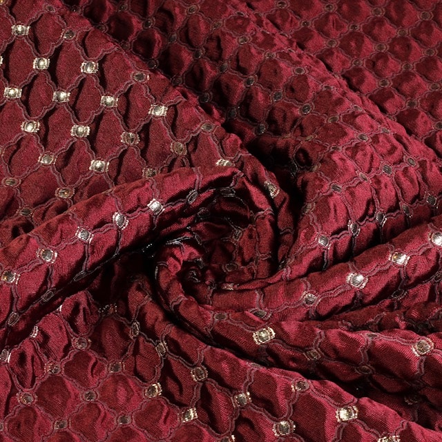 Jacquard baroque fabric bordeaux silver
